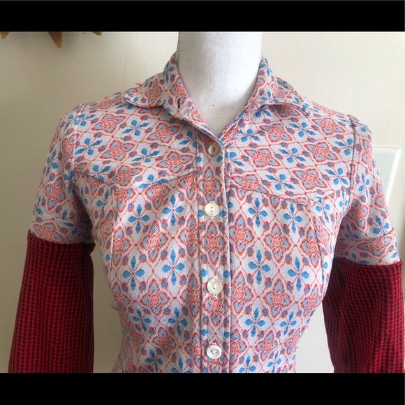 60s Vintage Polyester Two Toned Top - Picture 2 of 7